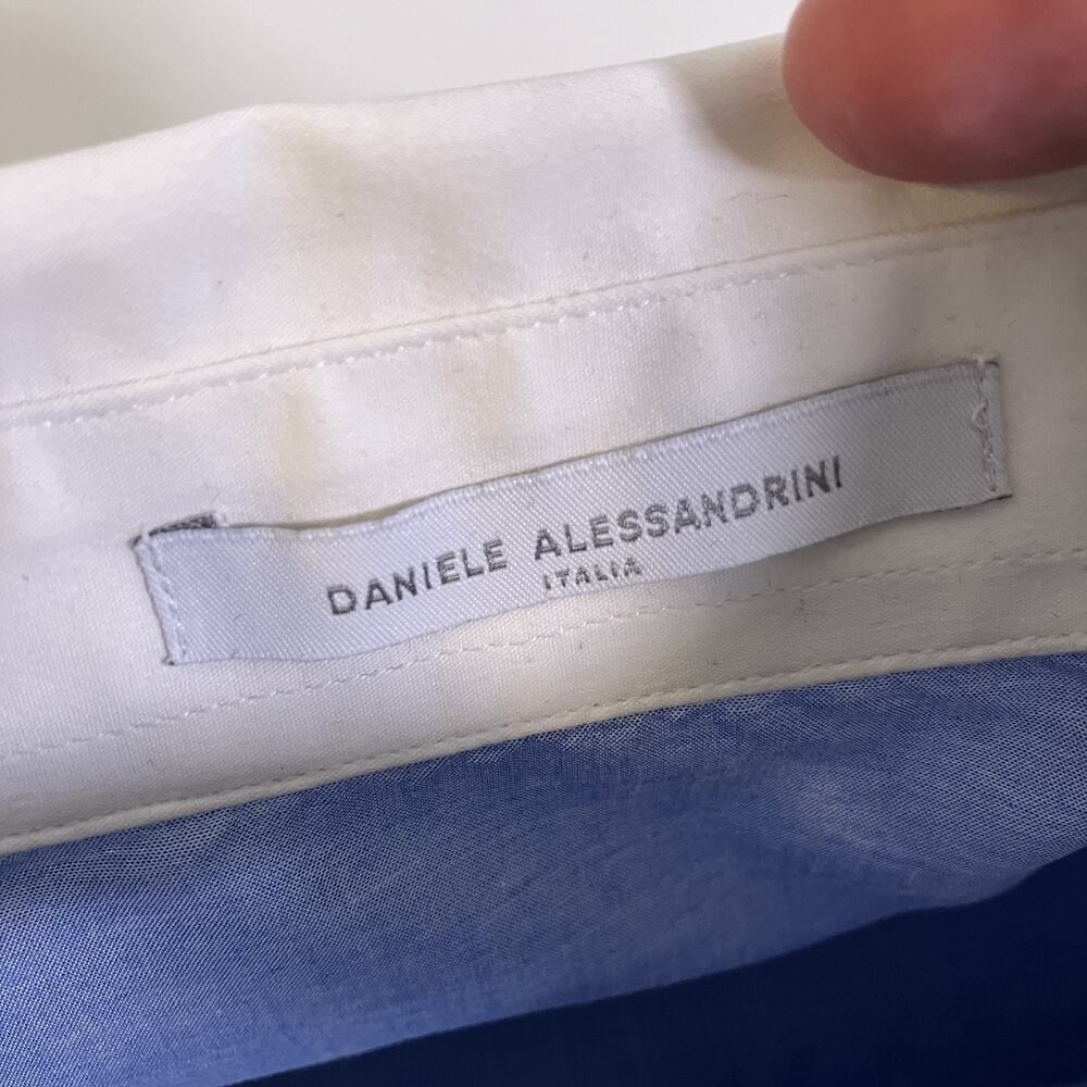 Daniele Alessandrini Shirt Womens 42 Contrast Collar Cuffs‎ Made in Italy Dressy - Picture 3 of 16